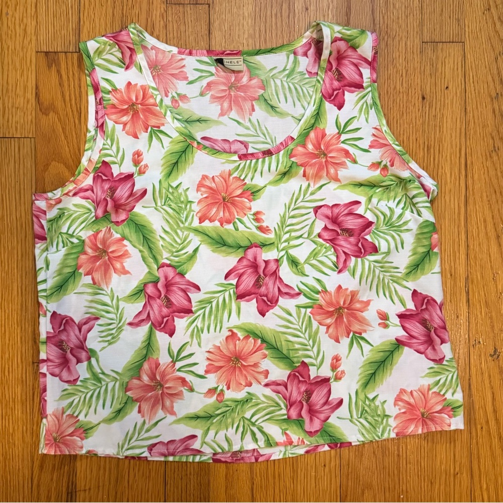 Vintage Michele Tank Top Women’s Size 14  Colorful Floral Flowers